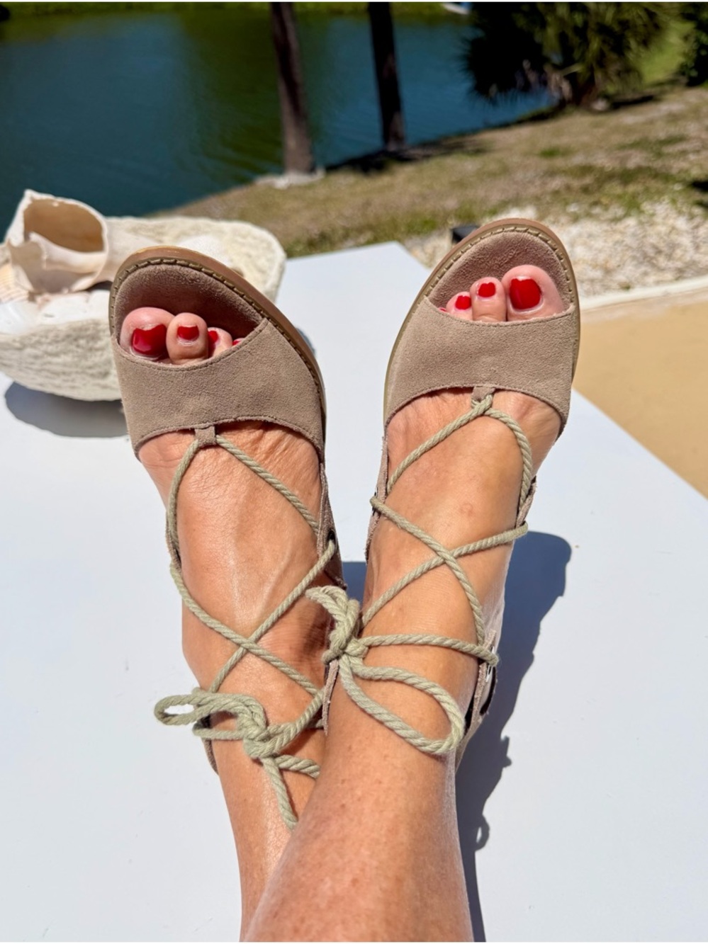 Steve Madden Taupe Suede Lace-Up with Block heal